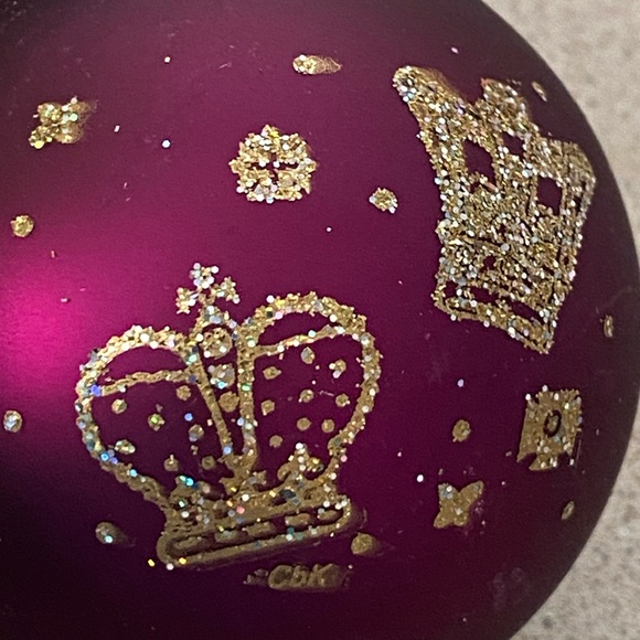 Purple Christmas Ornaments Glass Krebs Gold Crowns Black Cherry Sugar Plum Fairy - Picture 11 of 16